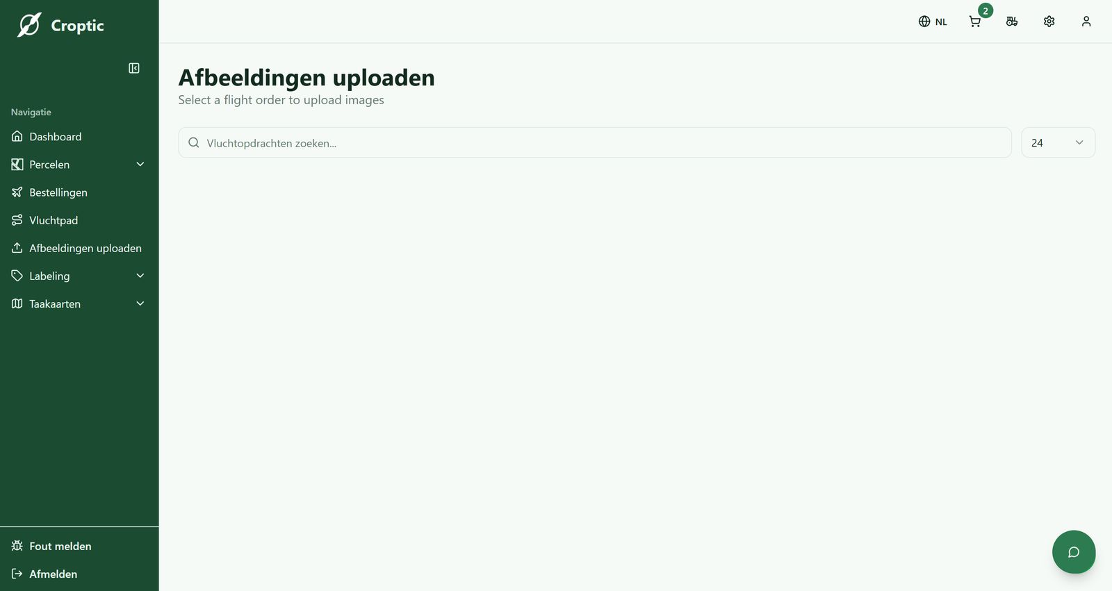 Het uploadscherm voor de beelden