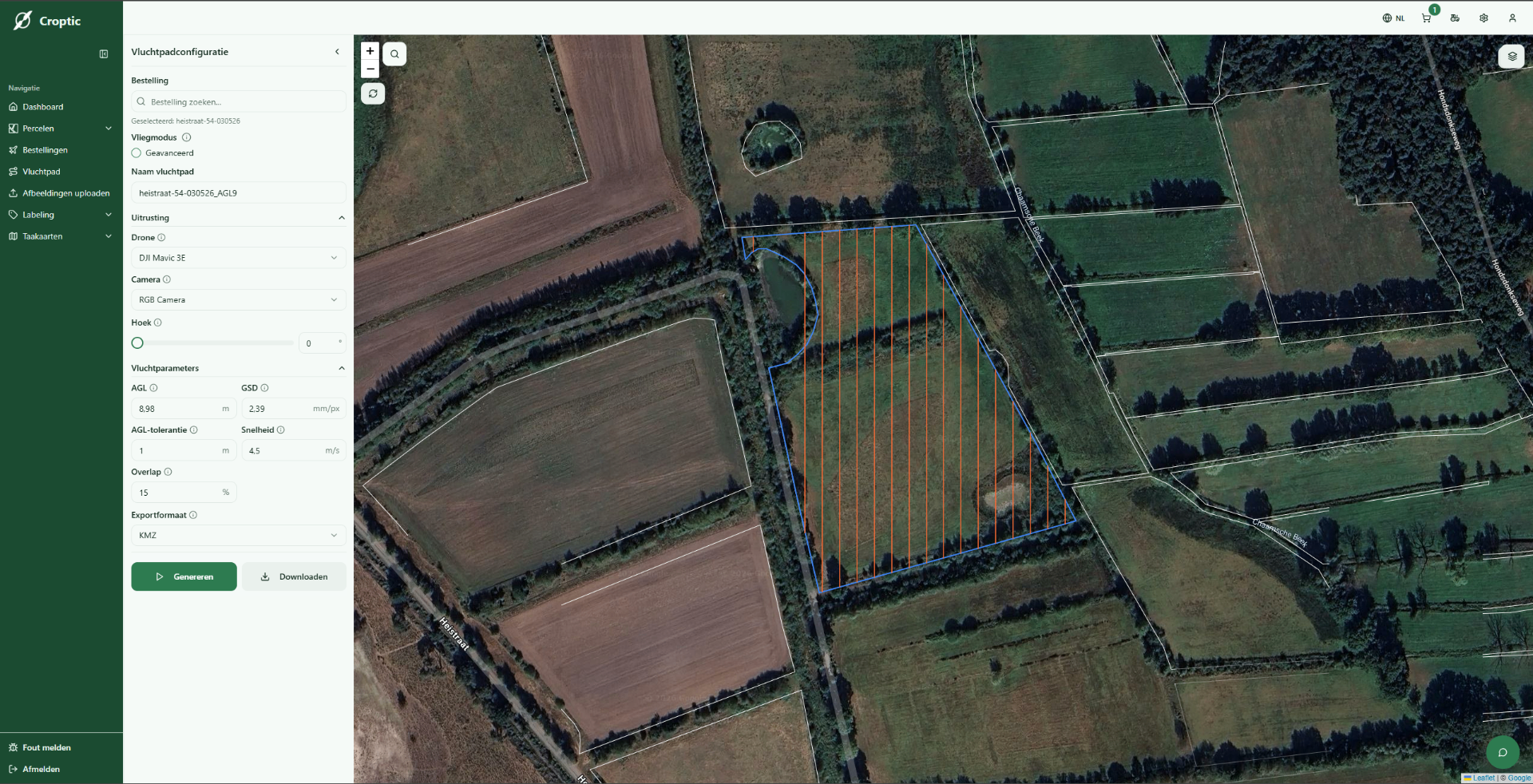Croptic platform – vluchtpadconfiguratie op perceel